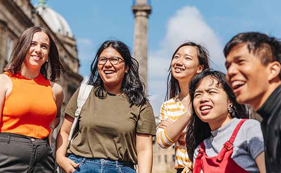 Students in Newcastle city centre.